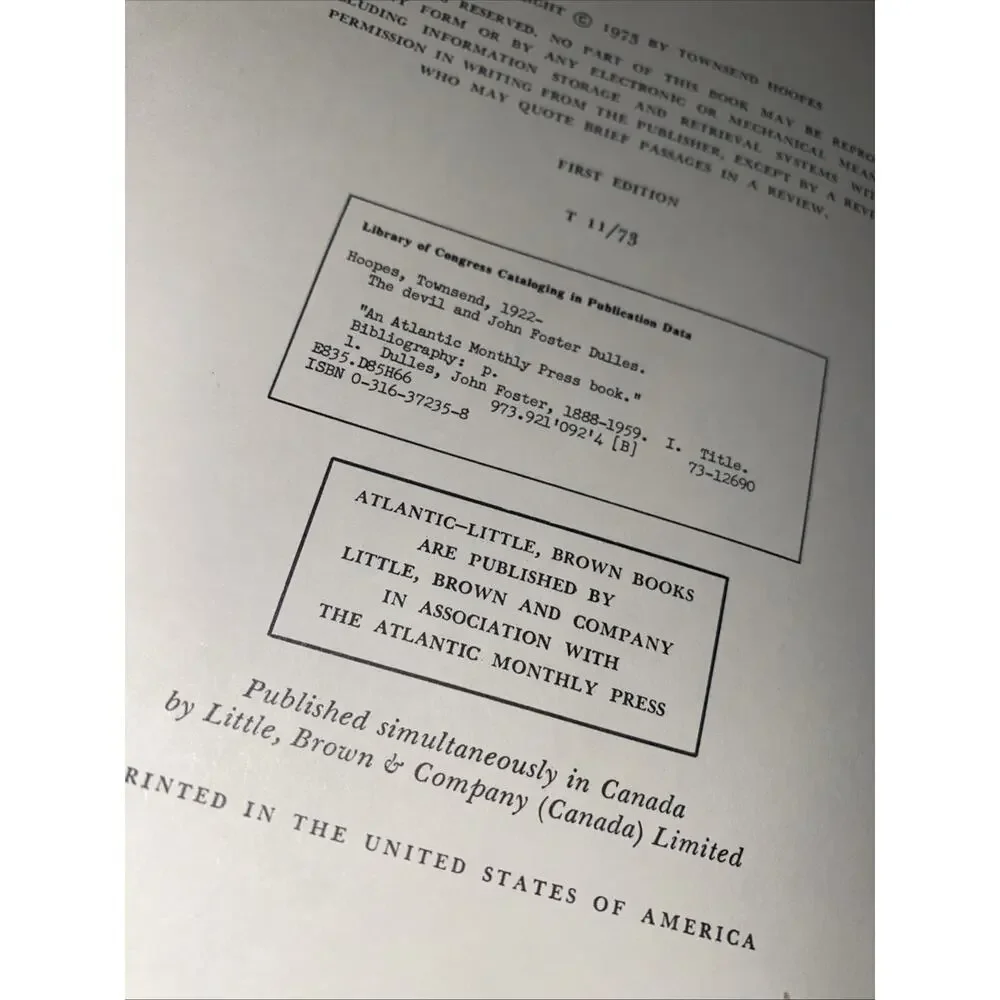 The Devil and John Foster Dulles - Townsend Hoopes (Hardcover, 1973, DJ 1st Ed.)